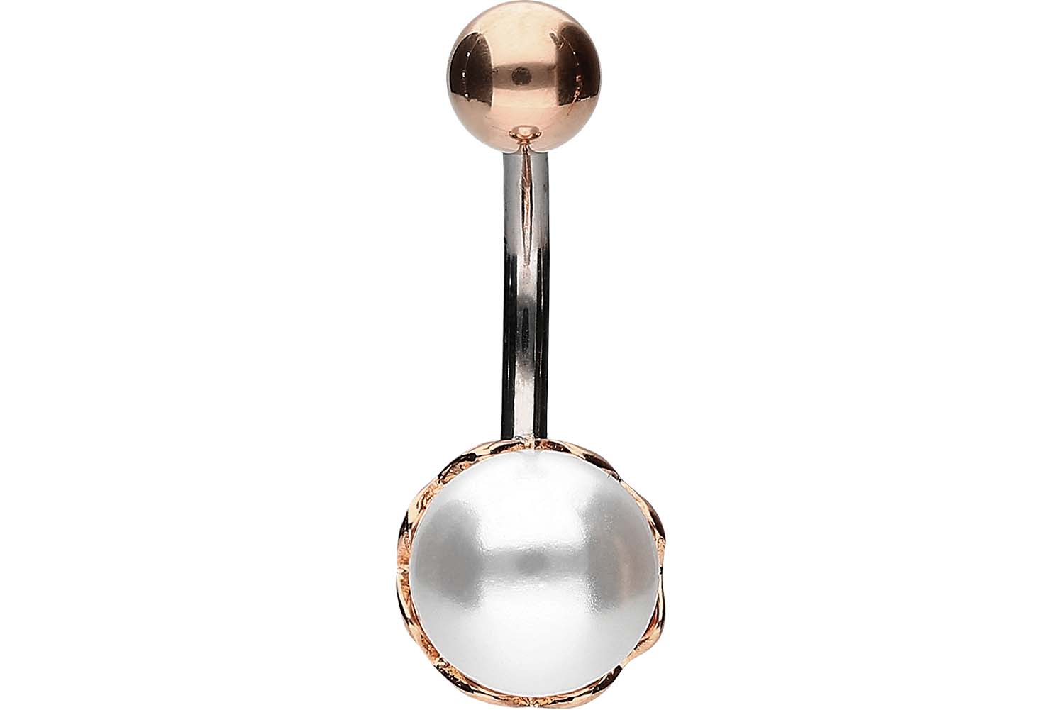 Titan Bananabell Piercing mit 925er Silber-Design SYNTHETISCHE PERLE